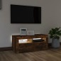 vidaXL Mueble de TV con luces LED roble ahumado 90x35x40 cm