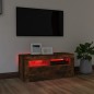 vidaXL Mueble de TV con luces LED roble ahumado 90x35x40 cm