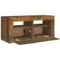 vidaXL Mueble de TV con luces LED roble ahumado 90x35x40 cm