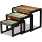vidaXL Set de 3 mesas auxiliares madera maciza reciclada vidaXL Set de 3 mesas auxiliares madera maciza reciclada
