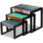 vidaXL Set de 3 mesas auxiliares madera maciza reciclada vidaXL Set de 3 mesas auxiliares madera maciza reciclada