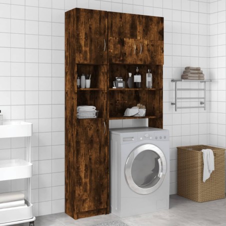 vidaXL Armario baño madera contrachapada roble ahumado 32x25,5x190 cm