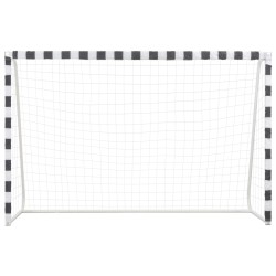 vidaXL Portería de fútbol de metal blanco y negro 300x200x90 cm