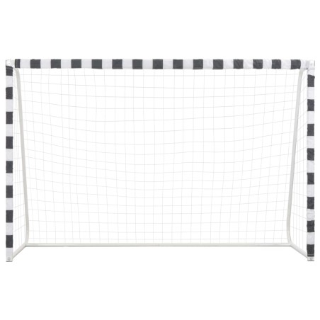 vidaXL Portería de fútbol de metal blanco y negro 300x200x90 cm