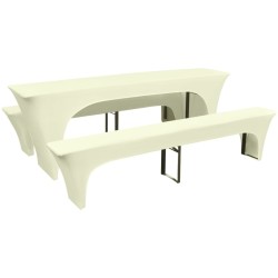 vidaXL Fundas elásticas para mesa y bancos de exterior crema 3 uds