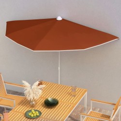 vidaXL Sombrilla de jardín semicircular con palo 300x150 cm terracota