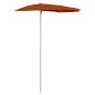 vidaXL Sombrilla de jardín semicircular con palo 300x150 cm terracota