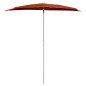 vidaXL Sombrilla de jardín semicircular con palo 300x150 cm terracota