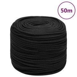 vidaXL Cuerda de barco polipropileno negro intenso 6 mm 50 m