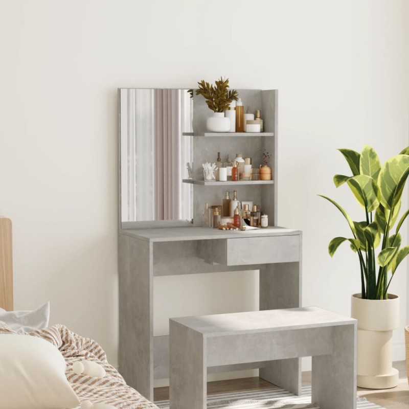vidaXL Tocador con espejo color gris hormigón 74,5x40x141 cm vidaXL Tocador con espejo color gris hormigón 74,5x40x141 cm