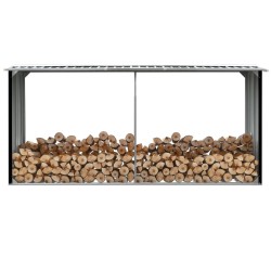 vidaXL Casetilla para leña acero galvanizado antracita 330x92x153 cm