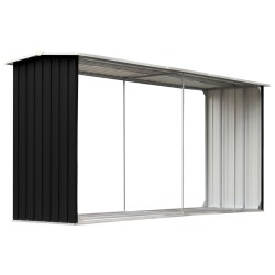 vidaXL Casetilla para leña acero galvanizado antracita 330x92x153 cm