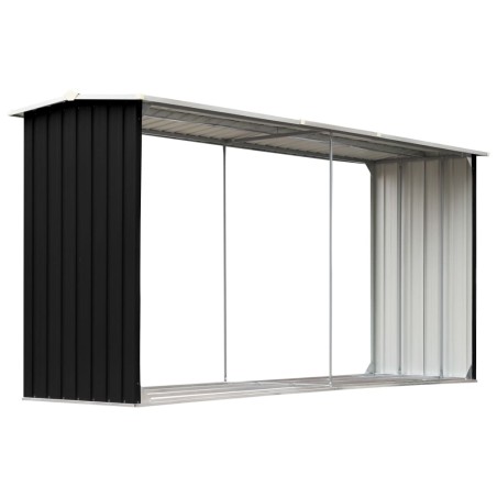 vidaXL Casetilla para leña acero galvanizado antracita 330x92x153 cm