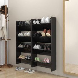 vidaXL Zapateros de pared 4 uds contrachapada negro brillo 60x18x60 cm