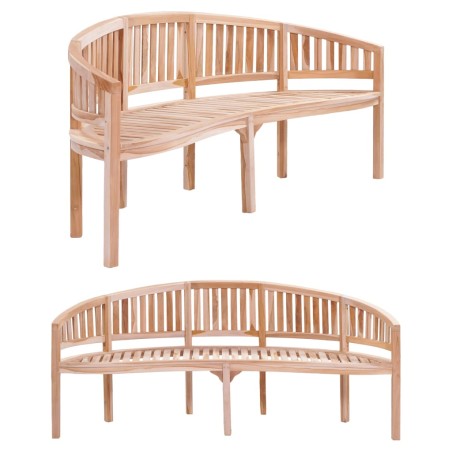 vidaXL Banco banana de madera maciza de teca 200 cm