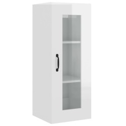 vidaXL Armario de pared colgante blanco brillante 34,5x34x90 cm