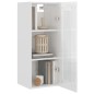 vidaXL Armario de pared colgante blanco brillante 34,5x34x90 cm vidaXL Armario de pared colgante blanco brillante 34,5x34x90 cm