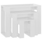 vidaXL Mesas apilables 3 piezas madera contrachapada blanco brillante vidaXL Mesas apilables 3 piezas madera contrachapada blanco brillante