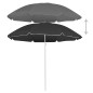 vidaXL Sombrilla de exterior con poste de acero antracita 180 cm