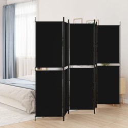 vidaXL Biombo divisor de 5 paneles de tela negro 250x200 cm
