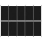 vidaXL Biombo divisor de 5 paneles de tela negro 250x200 cm vidaXL Biombo divisor de 5 paneles de tela negro 250x200 cm