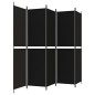 vidaXL Biombo divisor de 5 paneles de tela negro 250x200 cm vidaXL Biombo divisor de 5 paneles de tela negro 250x200 cm