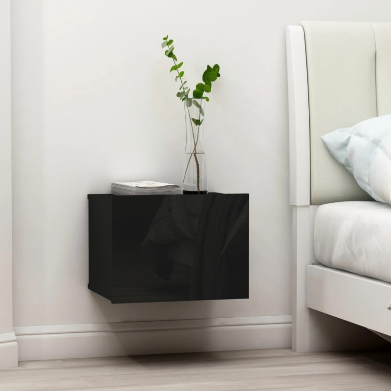 vidaXL Mesitas noche 2 uds contrachapada negro brillo 40x30x30 cm vidaXL Mesitas noche 2 uds contrachapada negro brillo 40x30x30 cm