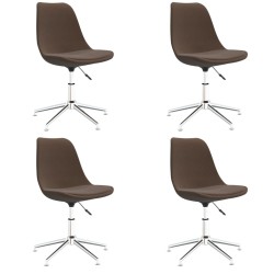 vidaXL Sillas de comedor giratorias 4 unidades tela marrón