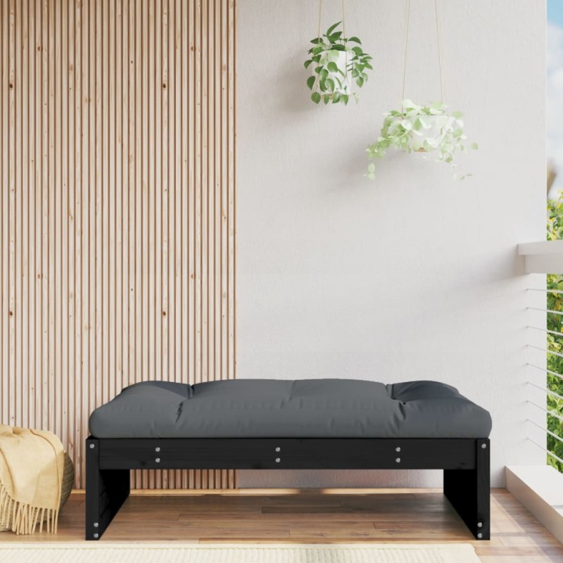 vidaXL Taburete de jardín madera maciza de pino negro 120x80 cm vidaXL Taburete de jardín madera maciza de pino negro 120x80 cm