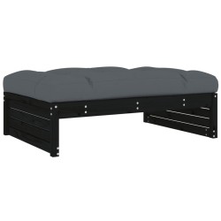 vidaXL Taburete de jardín madera maciza de pino negro 120x80 cm