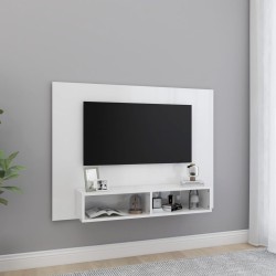 vidaXL Mueble TV de pared contrachapado blanco brillante 120x23,5x90cm