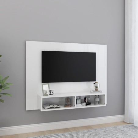 vidaXL Mueble TV de pared contrachapado blanco brillante 120x23,5x90cm