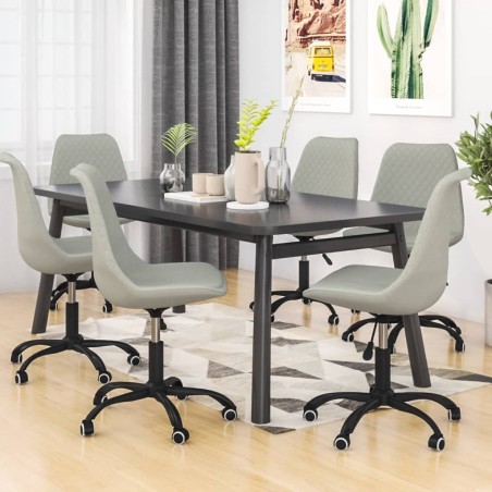 vidaXL Sillas de comedor giratorias 6 unidades tela gris claro