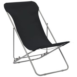 vidaXL Sillas de playa plegables 2 unidades acero y tela oxford negra