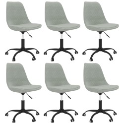 vidaXL Sillas de comedor giratorias 6 unidades tela gris claro