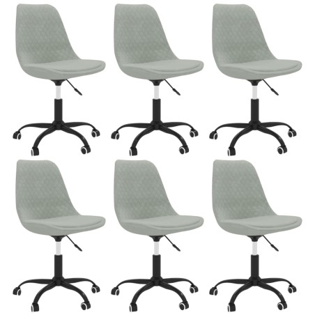 vidaXL Sillas de comedor giratorias 6 unidades tela gris claro