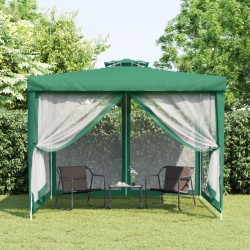 vidaXL Cenador con doble techo de tela verde 3x3x2,68 m