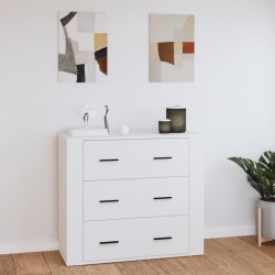 vidaXL Aparador de madera contrachapada blanco 80x33x70 cm
