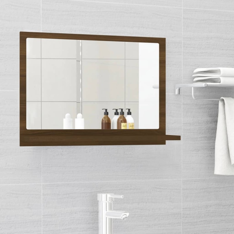 vidaXL Espejo de baño madera contrachapada marrón roble 60x10,5x37 cm vidaXL Espejo de baño madera contrachapada marrón roble 60x10,5x37 cm