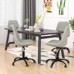 vidaXL Sillas de comedor giratorias 4 unidades tela gris claro