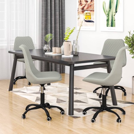 vidaXL Sillas de comedor giratorias 4 unidades tela gris claro