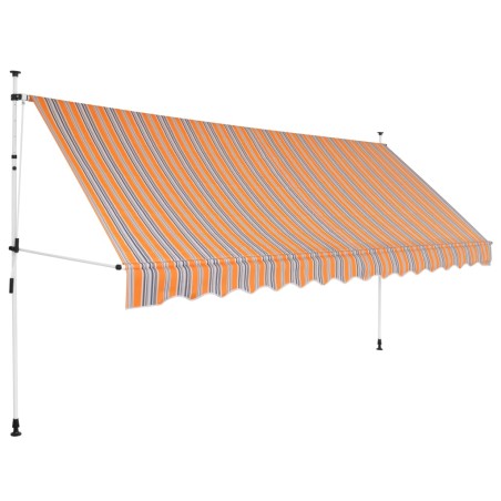 vidaXL Toldo manual retráctil 400 cm amarillo y azul a rayas