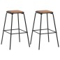 vidaXL Taburetes de cocina 2 uds madera maciza de pino y acero negro vidaXL Taburetes de cocina 2 uds madera maciza de pino y acero negro