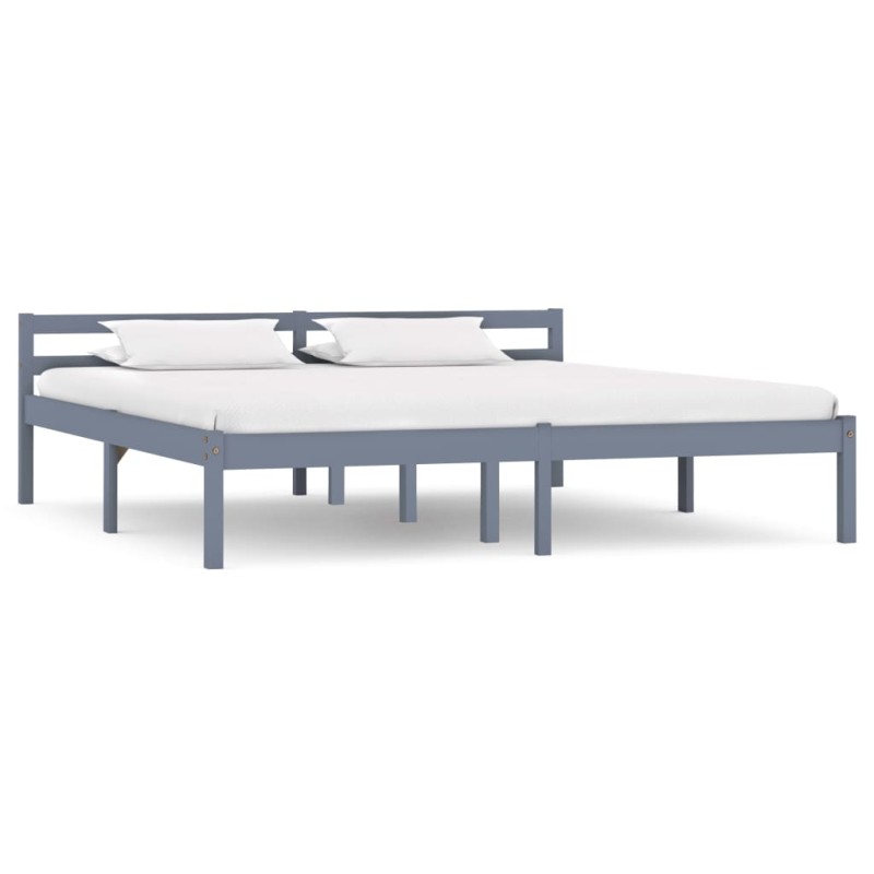 vidaXL Estructura de cama de madera maciza de pino gris 180x200 cm vidaXL Estructura de cama de madera maciza de pino gris 180x200 cm