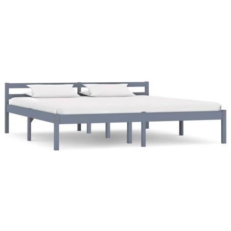 vidaXL Estructura de cama de madera maciza de pino gris 180x200 cm