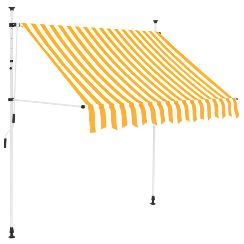 vidaXL Toldo manual retráctil 200 cm naranja y blanco a rayas vidaXL Toldo manual retráctil 200 cm naranja y blanco a rayas