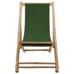 vidaXL Tumbona de bambú y lona verde