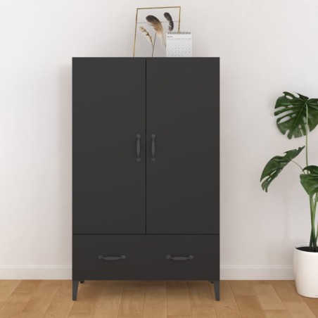 vidaXL Aparador de madera de ingeniería negro 70x31x115 cm