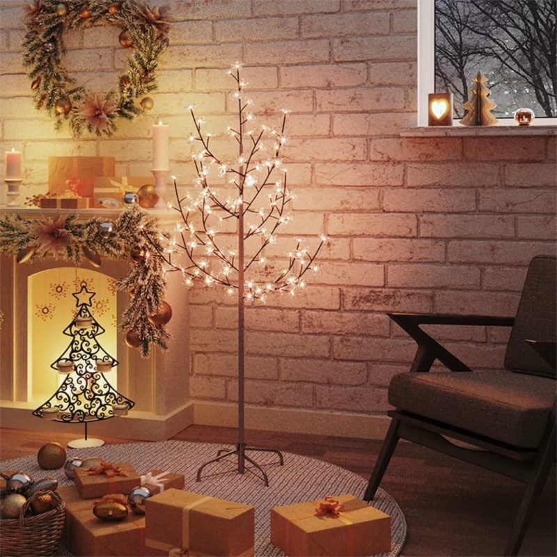 vidaXL Árbol LED con flor de cerezo 84 LED blanco cálido 120 cm vidaXL Árbol LED con flor de cerezo 84 LED blanco cálido 120 cm