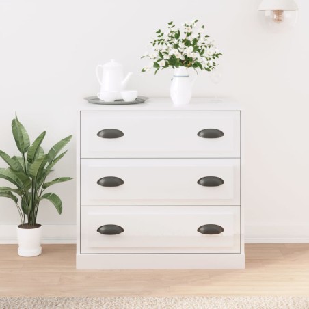 vidaXL Aparador madera contrachapada blanco brillante 70x35,5x67,5 cm